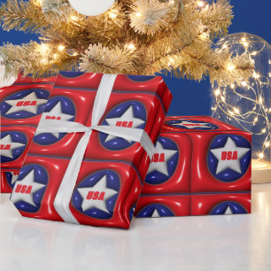  Rood Wit en Blauw Star USA Cadeaupapier