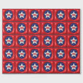  Rood Wit en Blauw Star USA Cadeaupapier (Vlak)