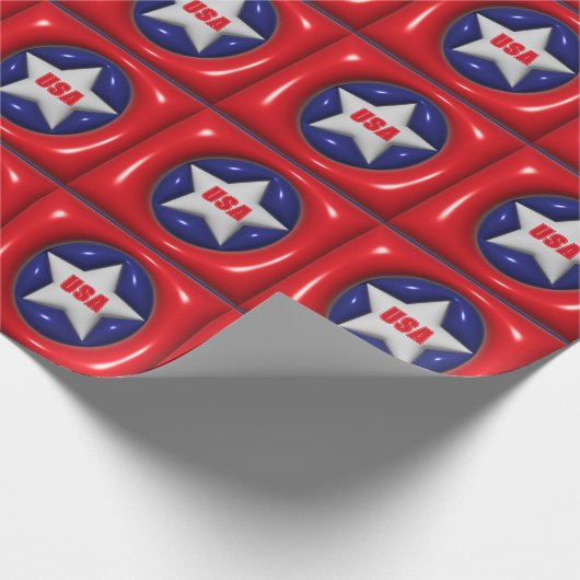  Rood Wit en Blauw Star USA Cadeaupapier (Hoek)