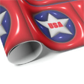  Rood Wit en Blauw Star USA Cadeaupapier (Rol Hoek)