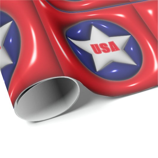  Rood Wit en Blauw Star USA Cadeaupapier (Rol Hoek)