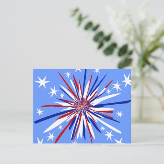 Rood wit en blauw Starburst Briefkaart (Staand voorkant)