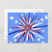 Rood wit en blauw Starburst Briefkaart (Voorkant / Achterkant)