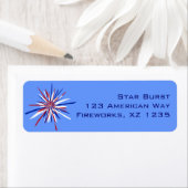 Rood wit en blauw Starburst Etiket (Insitu)