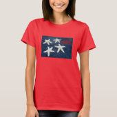 Rood wit en blauw Starfish Gepangleerd T-shirt (Voorkant)
