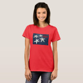 Rood wit en blauw Starfish Gepangleerd T-shirt (Voorkant volledig)
