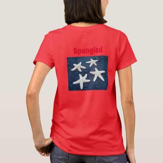 Rood wit en blauw Starfish Gepangleerd T-shirt (Achterkant)