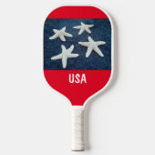 Rood wit en blauw Starfish Nautisch Pickleball Paddle (Voorkant)