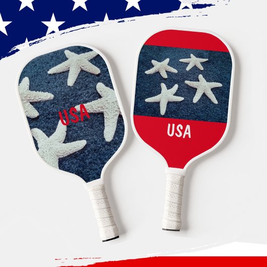 Rood wit en blauw Starfish Nautisch Pickleball Paddle