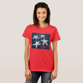 Rood wit en blauw Starfish Nautisch T-shirt (Voorkant volledig)