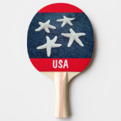 Rood wit en blauw Starfish Nautisch Tafeltennisbatje (Voorkant)