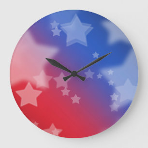 Rood, wit en blauw stenen ronde wandklok