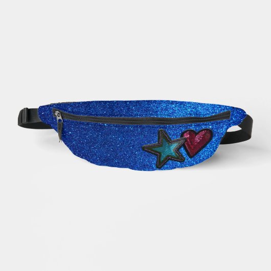 Rood Wit en Blauw Ster Hart Patches Glitter Heuptasje (Voorkant)