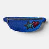 Rood Wit en Blauw Ster Hart Patches Glitter Heuptasje (Liggend)
