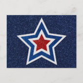 Rood, wit en blauw Ster op 4 juli Glitter Briefkaart (Voorkant)