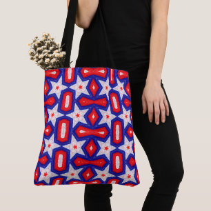 Rood Wit en Blauw Ster Patroon Tote Bag
