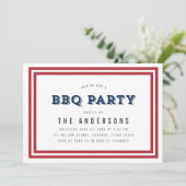 Rood Wit en Blauw Sterren BBQ Party Kaart (Staand voorkant)