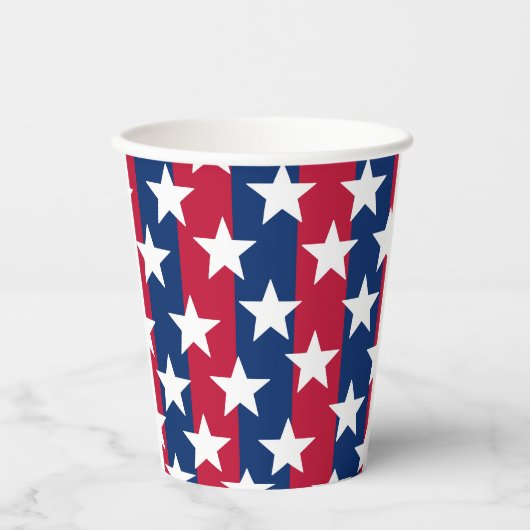 Rood, wit en blauw Sterren en Strepen 4 juli Papieren Bekers (Voorkant)