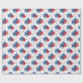 Rood Wit en Blauw Sterren Patriottische Gift Wrap Cadeaupapier (Vlak)