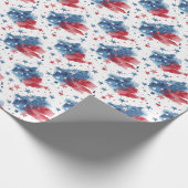 Rood Wit en Blauw Sterren Patriottische Gift Wrap Cadeaupapier (Hoek)