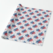 Rood Wit en Blauw Sterren Patriottische Gift Wrap Cadeaupapier (Uitgerold)
