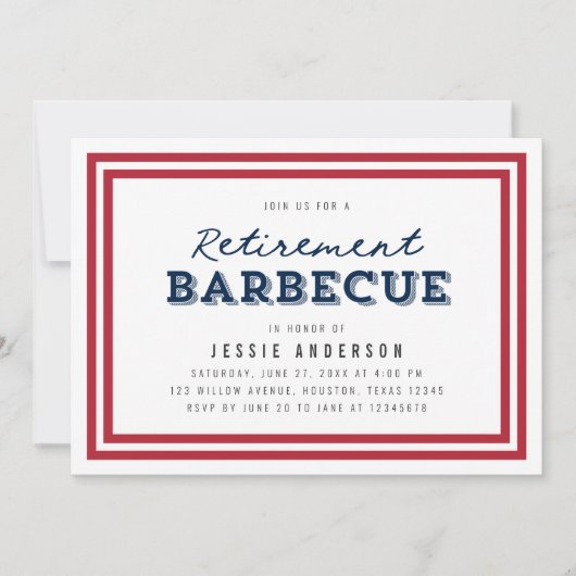 Rood wit en blauw sterren Pensionering barbecue Kaart (Voorkant)