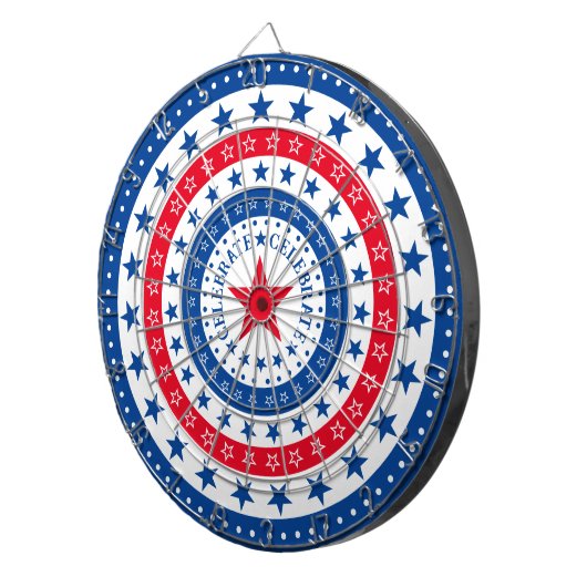 Rood, wit en blauw sterren vieren dartbord (Voorkant Rechts)