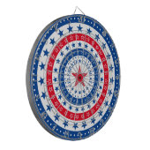 Rood, wit en blauw sterren vieren dartbord (Voorkant Links)