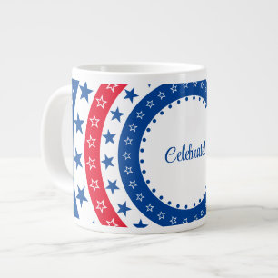 Rood, wit en blauw sterren vieren grote koffiekop