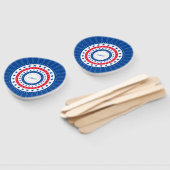 Rood, wit en blauw sterren vieren handwaaier (Niet-gemonteerd)