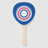 Rood, wit en blauw sterren vieren handwaaier (Achterkant)