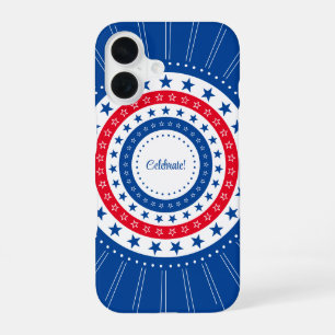 Rood, wit en blauw sterren vieren iPhone 16 hoesje