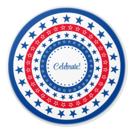 Rood, wit en blauw sterren vieren keramische knop