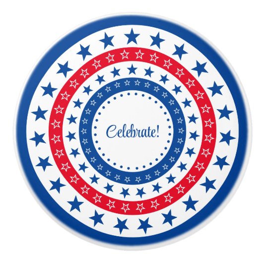 Rood, wit en blauw sterren vieren keramische knop (Voorkant)