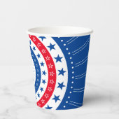 Rood, wit en blauw sterren vieren papieren bekers (Achterkant)