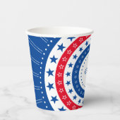Rood, wit en blauw sterren vieren papieren bekers (Voorkant)
