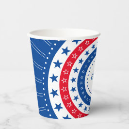 Rood, wit en blauw sterren vieren papieren bekers