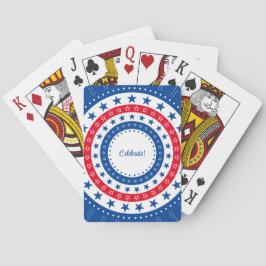 Rood, wit en blauw sterren vieren pokerkaarten