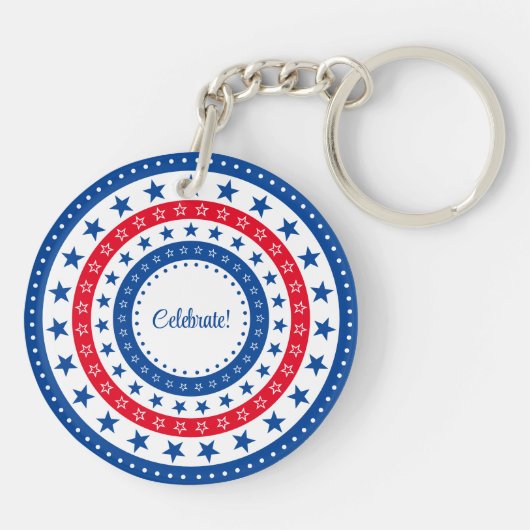 Rood, wit en blauw sterren vieren sleutelhanger (Achterkant)