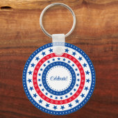 Rood, wit en blauw sterren vieren sleutelhanger (Achterkant)