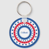 Rood, wit en blauw sterren vieren sleutelhanger (Achterkant)