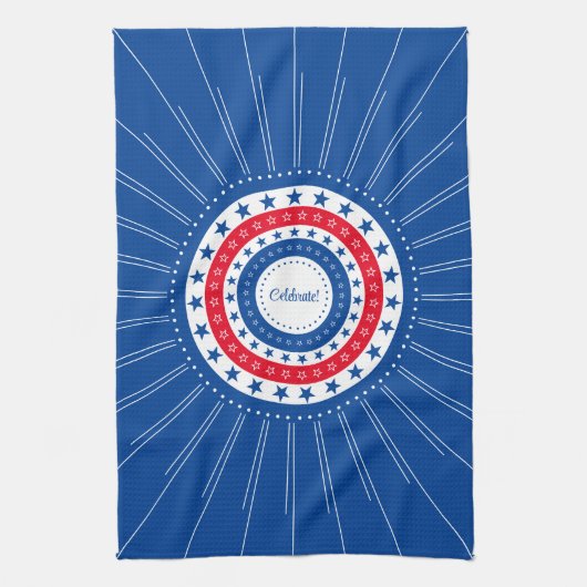 Rood, wit en blauw sterren vieren theedoek (Verticaal)