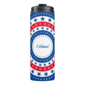 Rood, wit en blauw sterren vieren thermosbeker (Voorkant)