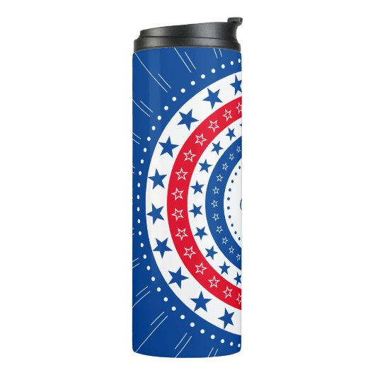 Rood, wit en blauw sterren vieren thermosbeker (Gedraaid links)