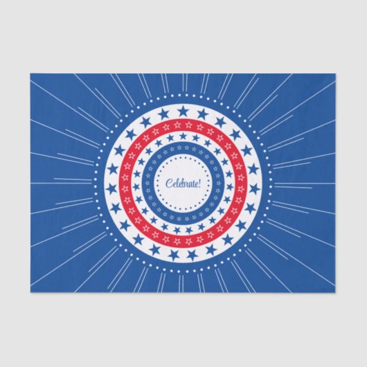 Rood, wit en blauw sterren vieren tissuepapier (Voorkant)