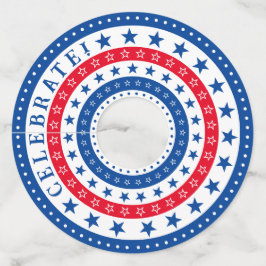 Rood, wit en blauw sterren vieren wijnglaslabel