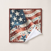 Rood wit en blauw stralende sterren & streep monog bad handdoek (Wasdoekje)