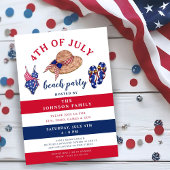 Rood wit en blauw strand partij 4 juli kaart