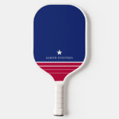 Rood Wit en Blauw Streepster Gepersonaliseerde Naa Pickleball Paddle (Achterkant)