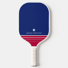 Rood Wit en Blauw Streepster Gepersonaliseerde Naa Pickleball Paddle